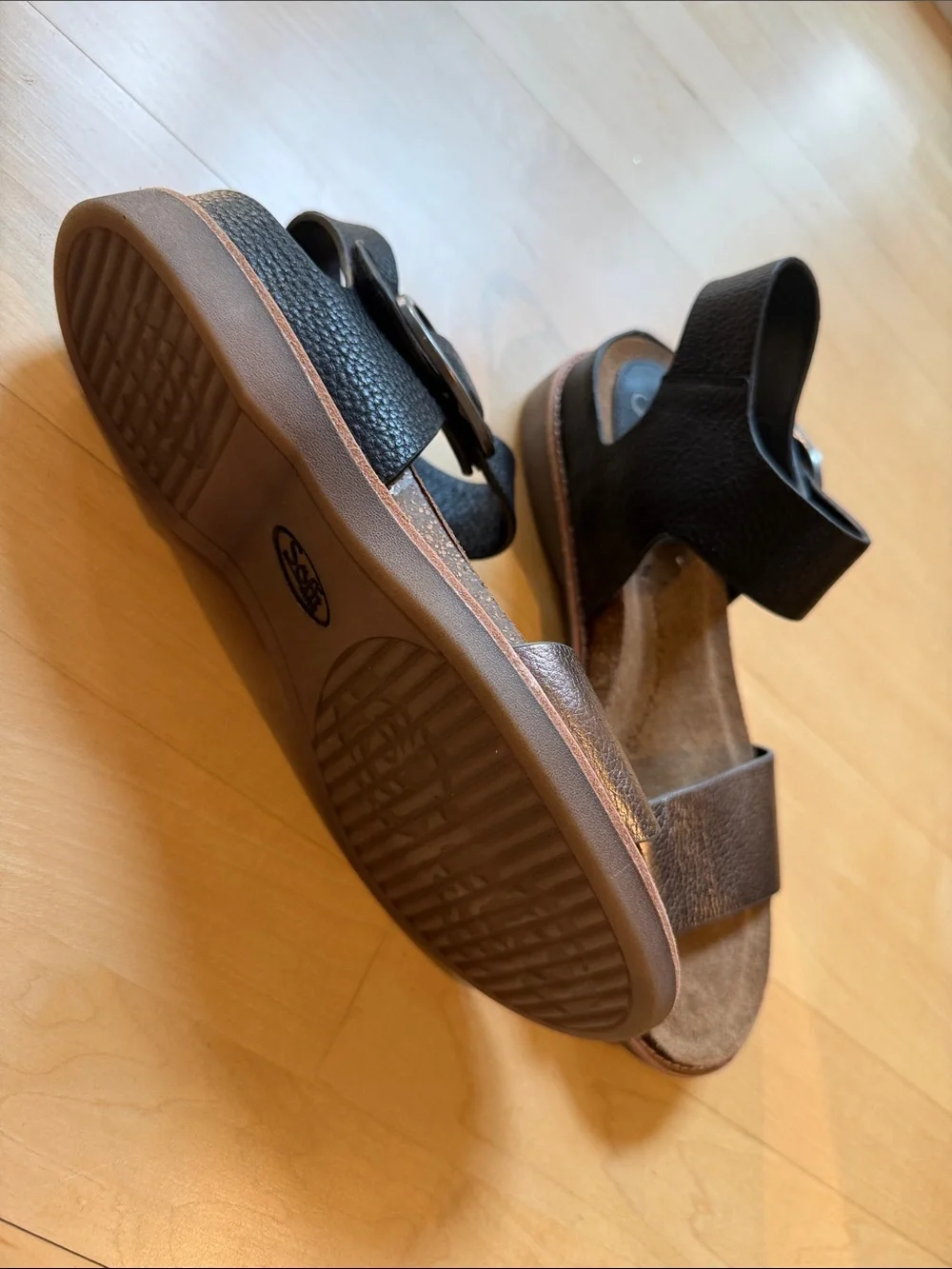 Sofft Women’s Two-Tone Metallic Brown & Black Slingback Sandals - Brand New